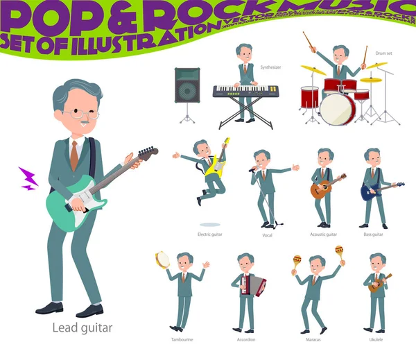 Set Business President Man Playing Rock Roll Pop Music Vector — Stock Vector