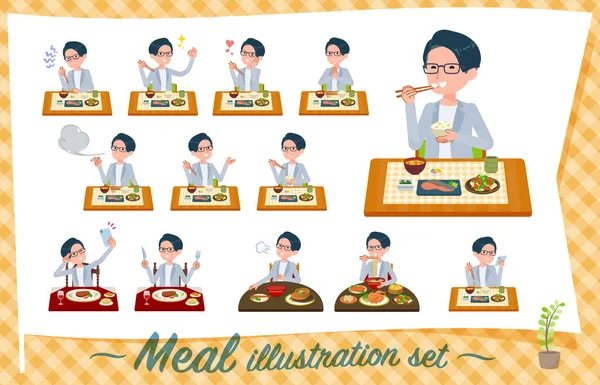食事に関するプログラマーエンジニアのセット それは編集しやすいベクトルアートです — ストックベクタ