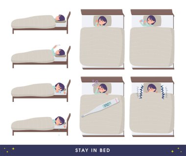 Bir grup halkla ilişkiler kadını yatakta kalıyor. Vektör sanatını düzenlemek çok kolay..