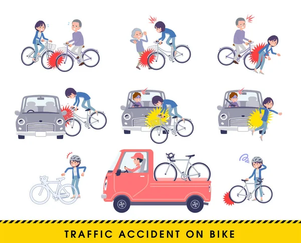 Set Public Relations Women Bicycle Accident Vector Art Easy Edit — Stock Vector