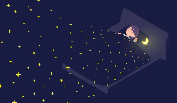 Set Public Relations Women Sleeping Starry Sky Vector Art Easy — Stock Vector