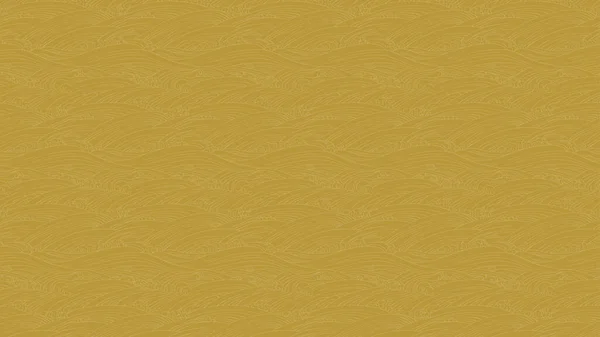 ゴールドジャパニーズスタイルの波パターンデザインの背景 編集しやすいベクトルデータ — ストックベクタ