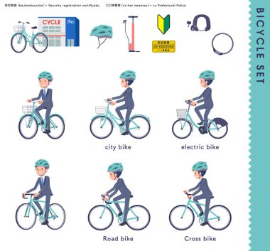 Birçok bisiklete binen bir grup danışman. Vektör sanatını düzenlemek çok kolay..