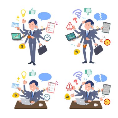 Ofiste birden fazla iş yapan bir grup danışman. Vektör sanatını düzenlemek çok kolay..