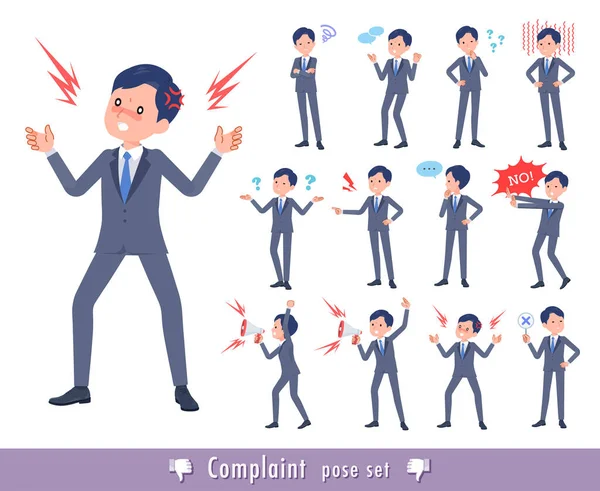 Set Consultant Job Man Expressing Discontent Vector Art Easy Edit — Stock Vector