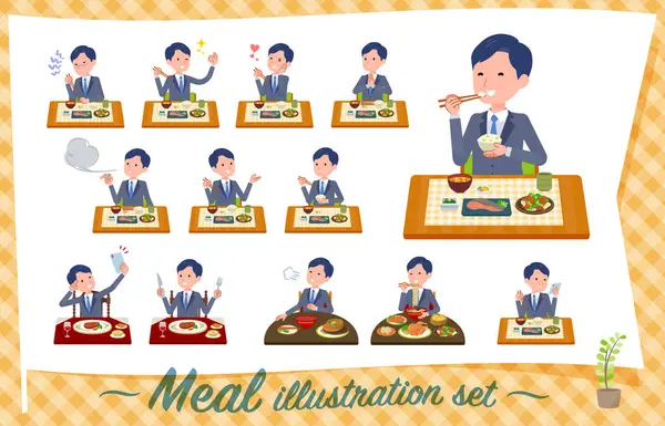 Set Consultant Job Man Meals Vector Art Easy Edit — Stock Vector