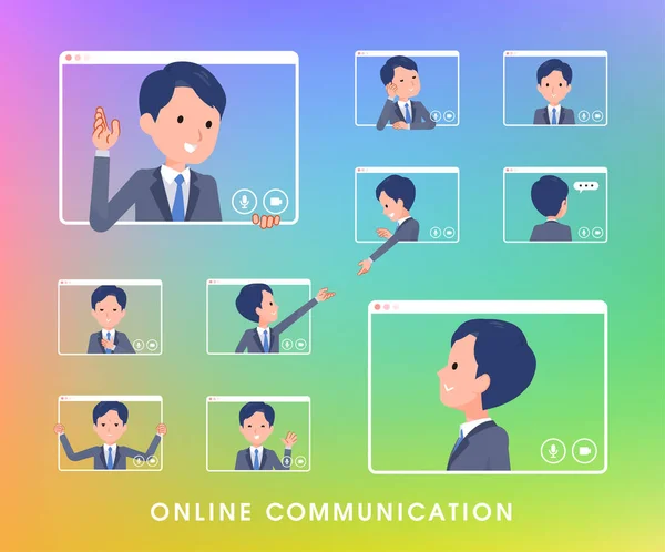 Set Consultant Job Man Communicating Online Vector Art Easy Edit — Stock Vector