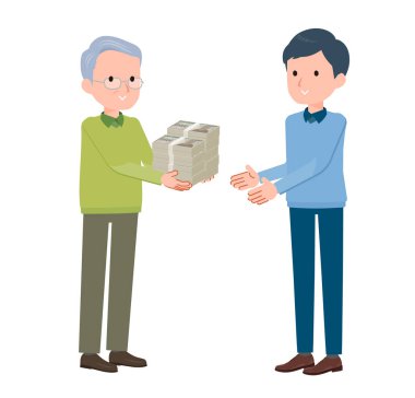 Scene of handing over cash.Vector art that is easy to edit. clipart