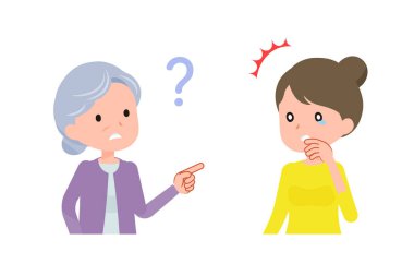 Ailesini unutan son sınıf bir kadın. Düzenlemesi kolay bir vektör sanatı..