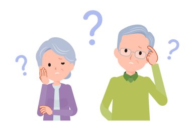 Önden görüşlü kıdemli çift. Düzenlemesi kolay bir vektör sanatı..