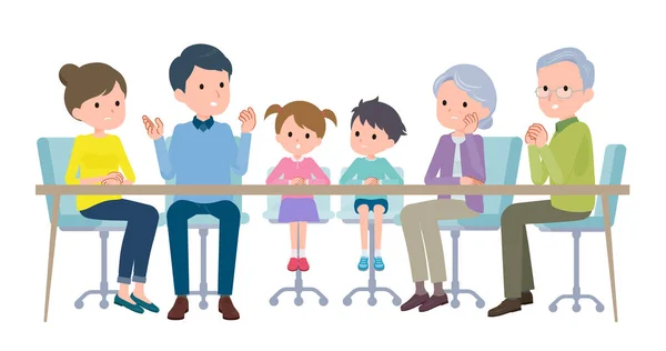 Generation Family Having Serious Discussion Vector Art Easy Edit — Stock Vector