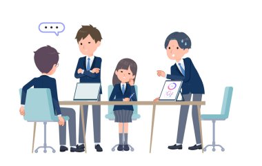 Öğrenciler birden fazla kişiyle görüşüyor. Kötü izlenim B