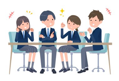 Eğlenceli bir ortamda bir grup erkek ve bayan öğrenci.