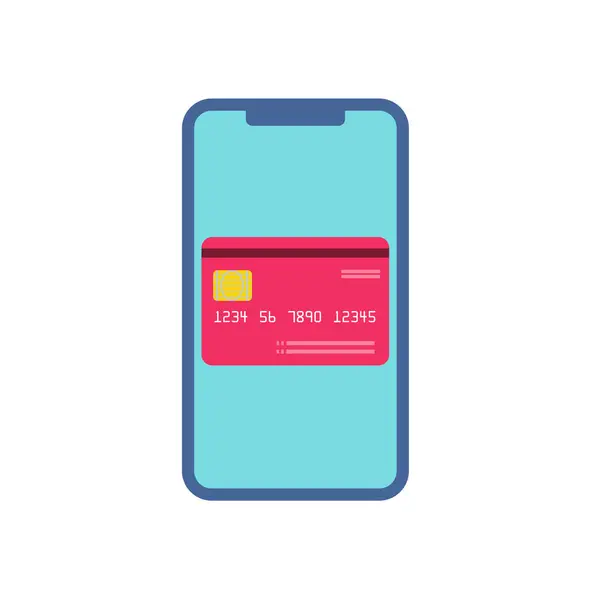 無接触でクレジットカードで支払う 編集しやすいベクトルイラスト — ストックベクタ