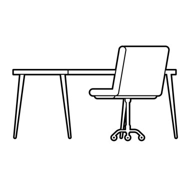 Ofis masası ve sandalye. Düzenlemesi kolay vektör illüstrasyonu.