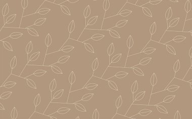 Basit bitki deseni kahverengi renk