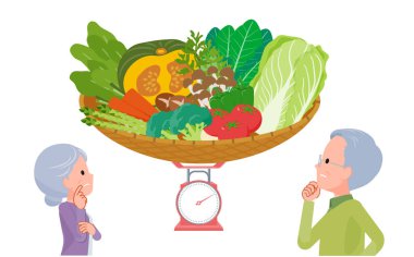 Senior couple suffering from lack of vegetables clipart