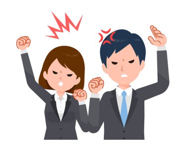 Takım elbiseli iş adamları. Öfke, şikayetler, saldırganlık.