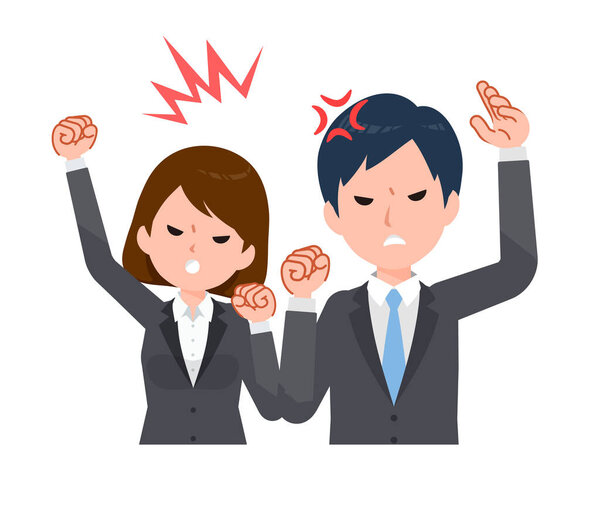 Бизнесмены в костюмах. Гнев, жалобы, агрессия.