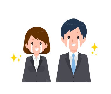 Takım elbiseli iş adamları. Sevinçle ağla.