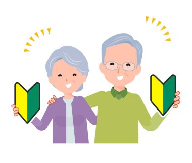 70-80 yaşlarında yaşlı bir çift. Başlangıç işareti ile kolları birleştir.