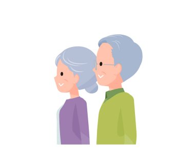 70-80 yaşlarında yaşlı bir çift. Normal yüz ifadeleri, gülümseme..