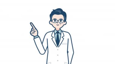 Palto ve steteskoplu karikatürist doktor.