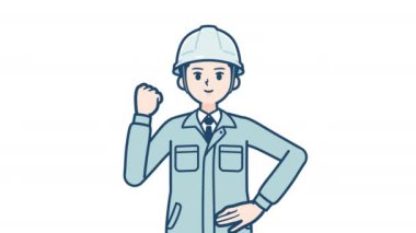 Miğferi ve kravat vektör çizimi tasarımı olan işçi.