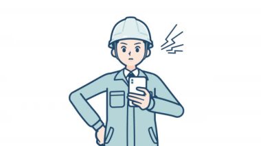 Genç adam cep telefonu karikatür çizimi kullanıyor