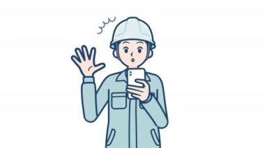 Beyaz Arkaplanda Akıllı Telefon kullanan Adam
