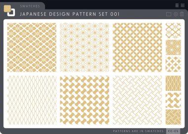 seamless Japanese pattern set series 001.  pattern is registered in swatches. clipart