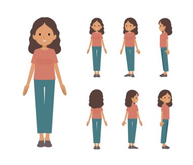 Bir grup bronz tenli kadın ayakta duruyor. Ön, yan ve arka açılar. Yönlendirmesi çok kolay..