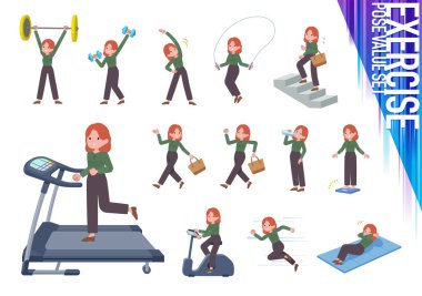 Egzersiz ve spor yapan bir grup kızıl saçlı kadın. Yönlendirmesi çok kolay..