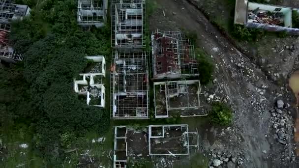 Images Aériennes Restes Village Frappé Par Éruption Volcanique Prise Avec — Video