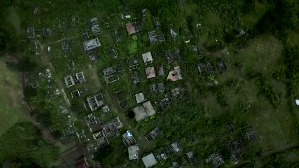 Luftaufnahmen Von Überresten Eines Dorfes Das Durch Den Vulkanausbruch Mit — Stockvideo
