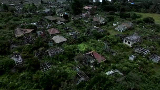 Imagens Aéreas Que Mostram Restos Uma Aldeia Atingida Pela Erupção — Vídeo de Stock