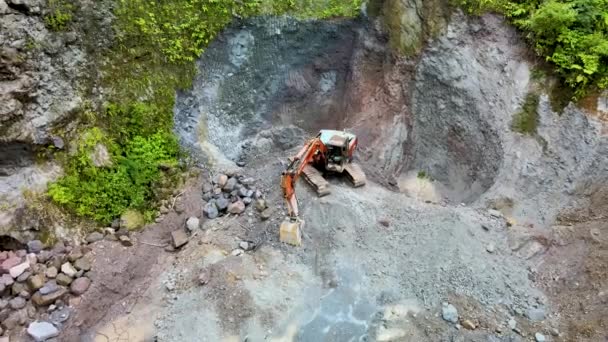 Karo Indonésia Abril 2023 Imagens Aéreas Uma Escavadora Local Escavação — Vídeo de Stock