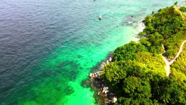 Sensorisch Feest Betoverende Luchtfoto Van Prachtig Smaragdkleurig Zeewater Verwante Planten — Stockvideo