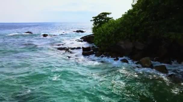 Allure Nature Accattivante Filmato Aereo Acqua Mare Color Smeraldo Vegetazione — Video Stock