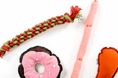 Cute handmade cat toys isolated on white