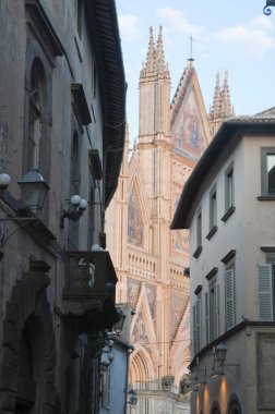 Beautiful view of Orvieto Cathedral with a sunset light. Italy