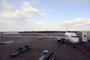 Helsinki Havaalanı 'ndaki Finnair Havaalanı. Finlandiya, 2013, 31 Mart