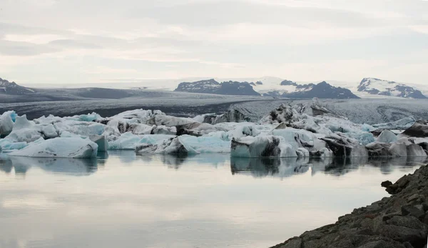 Jokulsarlon Buzulunda Güzel Bir Işık Nsan Yok Zlanda — Stok fotoğraf