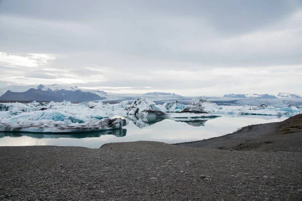 Gün Batımında Jokulsarlon Buzulunun Güzel Manzarası Zlanda Avrupa — Stok fotoğraf