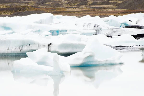 Yansımalı Buzul Kenarı Jokursarlon Buzulu Zlanda — Stok fotoğraf