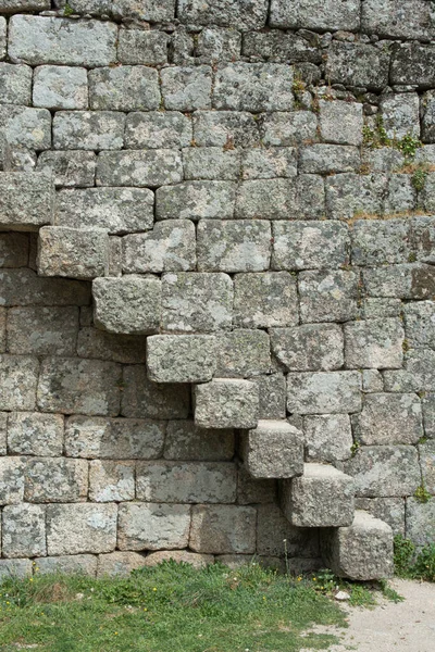 Montsanto Hintergrund Alte Steinmauer Mit Treppe — Stockfoto