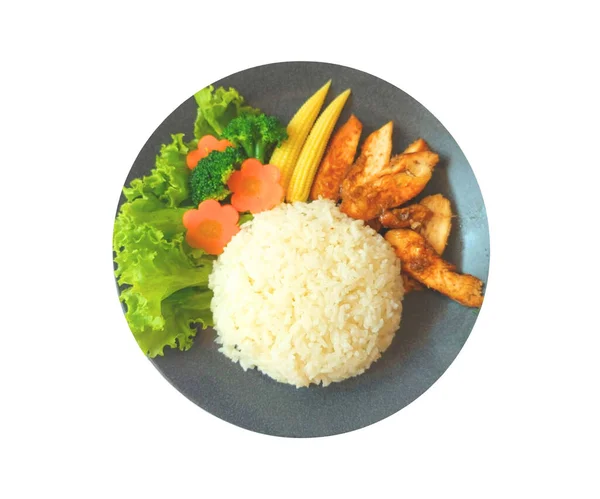 Чеснок Курица Рисом Является Ароматное Удовлетворяющее Блюдо Которое Сочетает Себе — стоковое фото