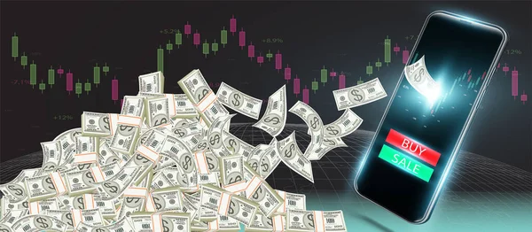 Sol köşede yığılmış bir cep telefonunun ekranından büyük miktarda para uçtu..