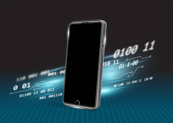 Ein Mobiltelefon Mit Schwarzem Bildschirm Wird Vor Die Linien Und — Stockvektor
