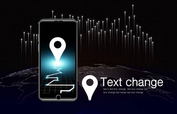 Cep telefonu ekranındaki konum işaretleyici modern görünüyor..